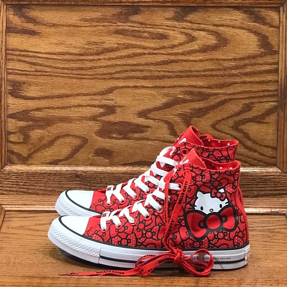 Converse CTAS Hi X Hello Kitty Red Shoes - Picture 2 of 8